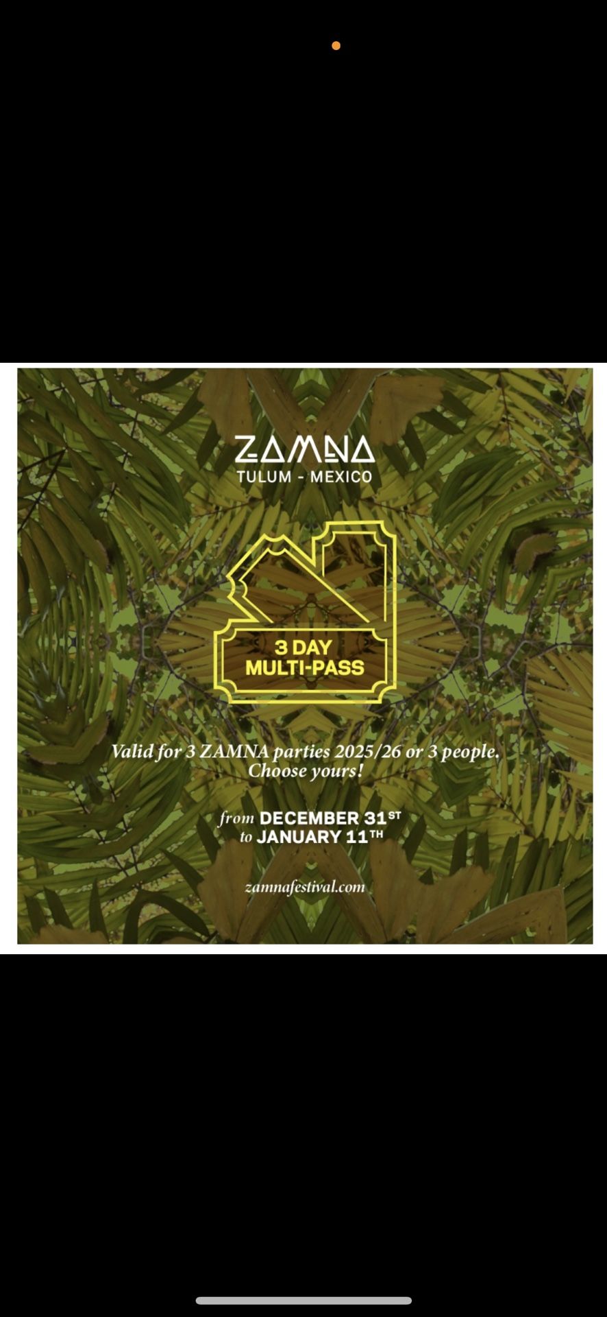 Zamna 3 Day Multipass (2 Multi passes For Sale)