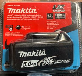 Reduced Makita 5. 0 AH rechargeable 18 VLXT lithium – ION 45 charge time. Up to 150% more capacity.