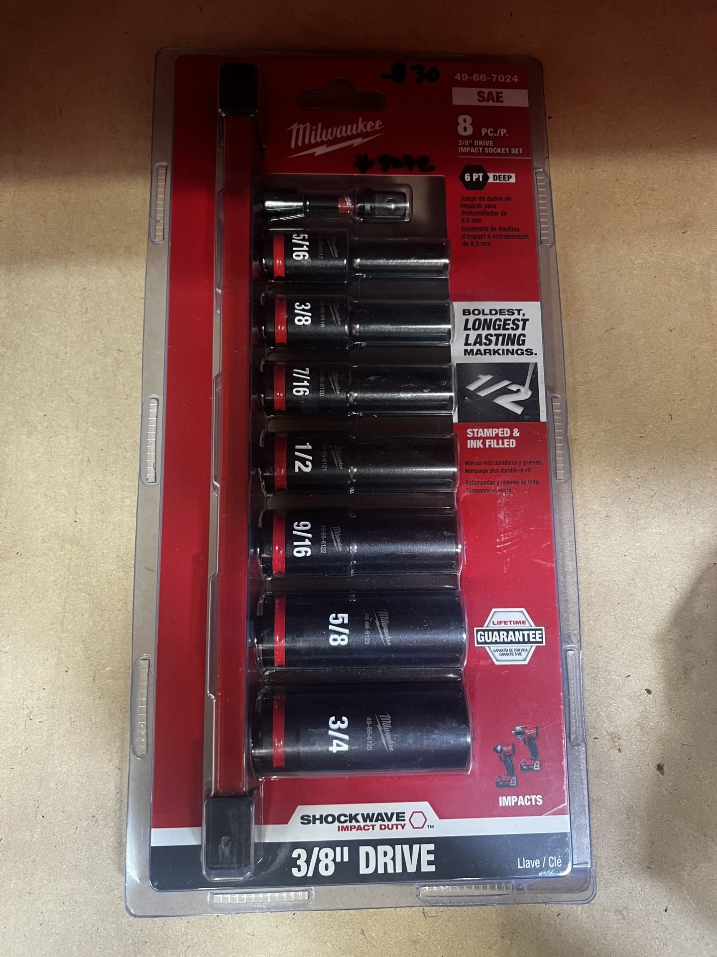 Milwaukee 8pcs 3/8” Drive Impact Socket Set