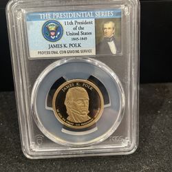 2009 S Gem Proof Perfect Graded James Polk Presidential Dollar Graded At PR70 D-13