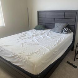 Queen Size Bed With Frame,  Mattress And Spring Box