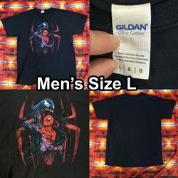 MARVEL Spider-Man vs Venom Black T-Shirt Men’s Large Grunge Y2K Comics Gildan