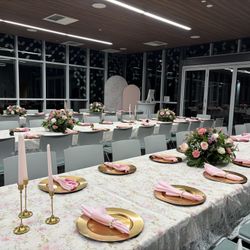 107 Pastel Pink Polyester Napkins 