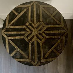 Wood And Metal End Table 
