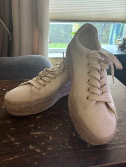 White Espadrille Platform Sneakers