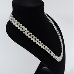 White Gold Chain Cuban Link - 15mm Fully Iced Out 4 Row Setting *Quality Piece*