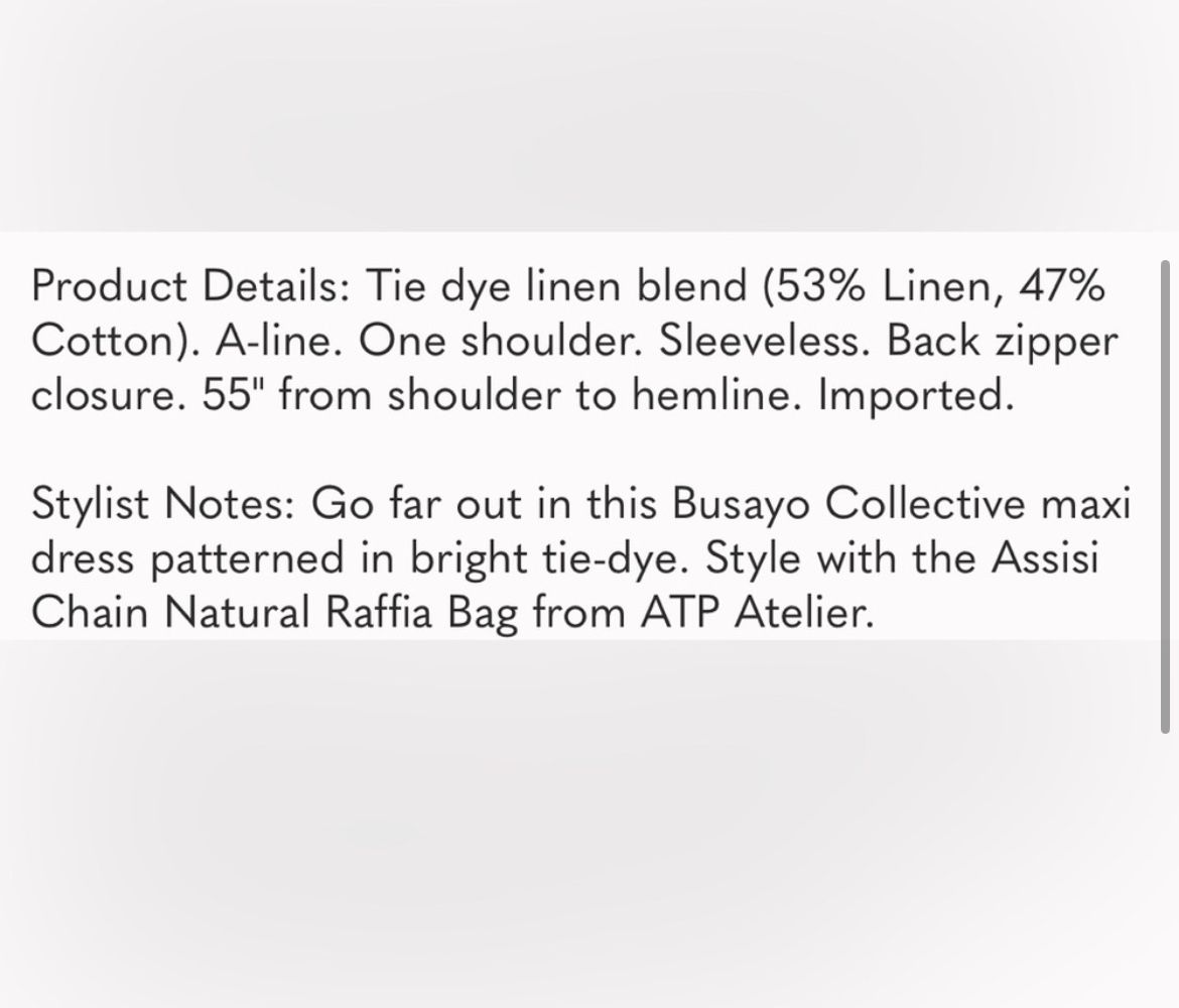 Busayo NWOT High End Maxi Dress