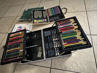Lot of Art Supplies Sketchbooks Watercolors Oil Pastels Kneeded Erasers Kids 