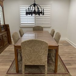 Dining Table (real Walnut Wood) And Chairs 