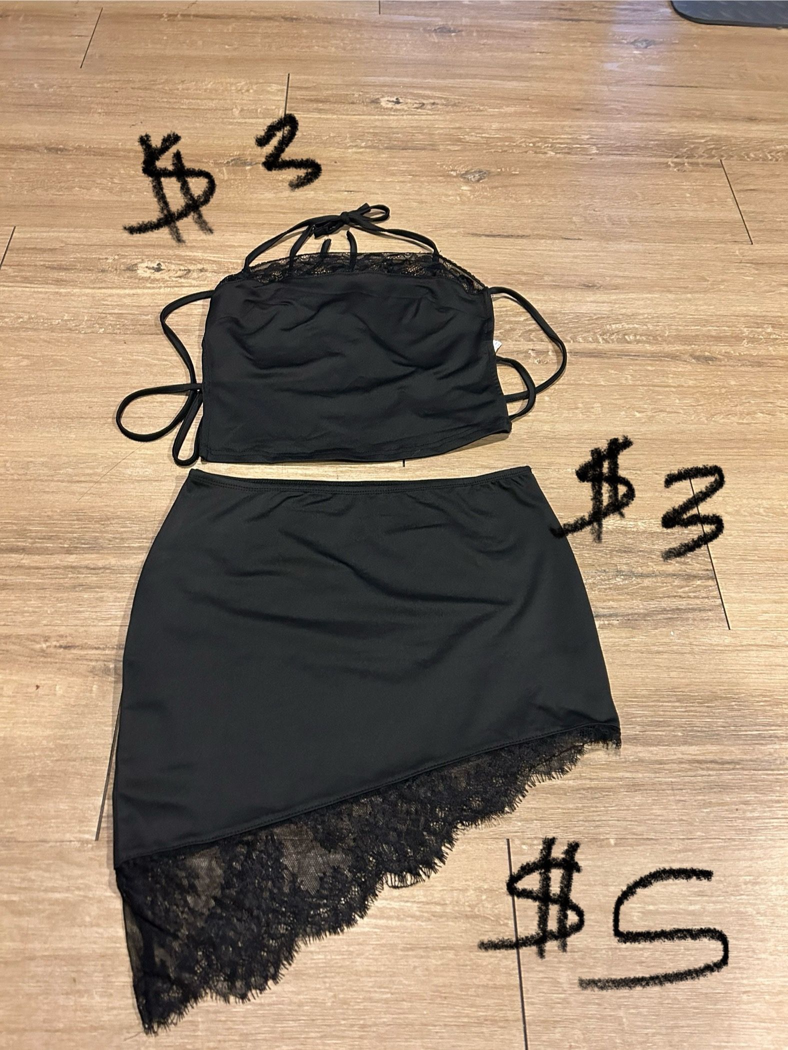 Lace Halter Top and Skirt Set
