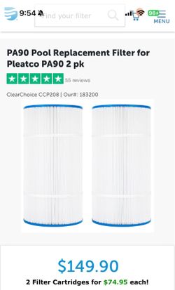 2-Pack PA90 Pool Filter Cartridges - New Replacement Filters