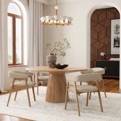 Summer sale!! 5 pc 59" Round Modern Dining Table Set.