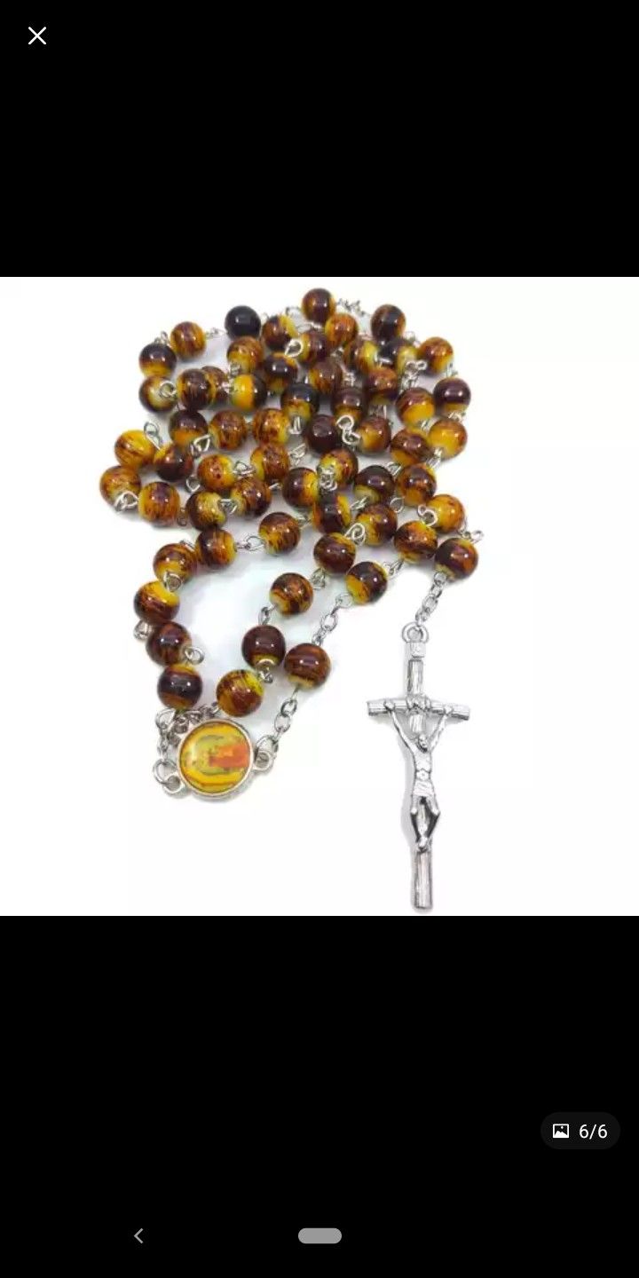 One of a kind Glass Bead Praying Rosary Necklace