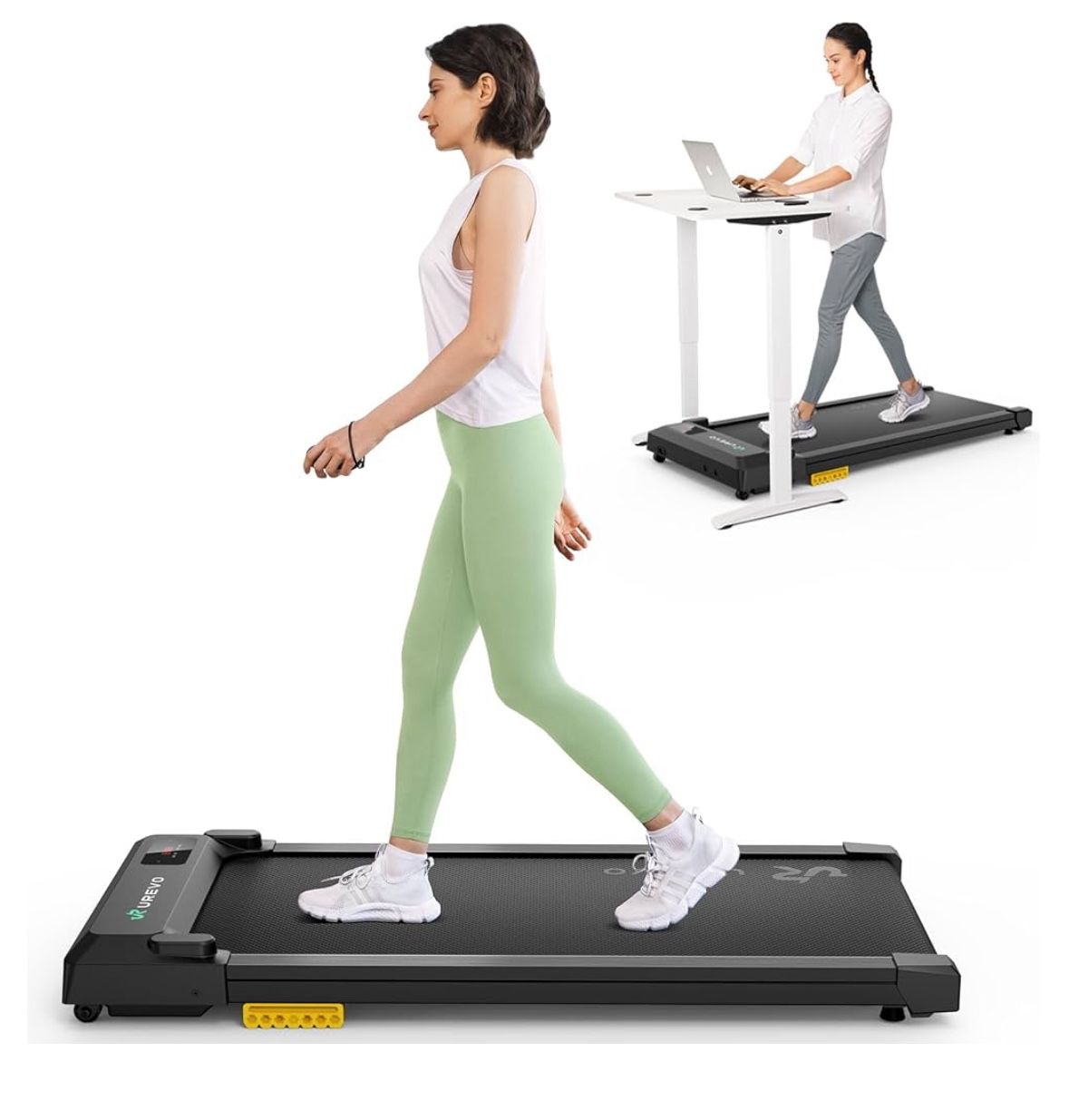 UREVO Smart Walking Pad, Compact Under Desk Treadmill with Double Shock Absorption, Quiet Operation, Workout APP