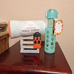 YOGA TOWEL AND WATER BOTTLE