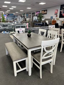 6PC White/ Gray Dining Table Set