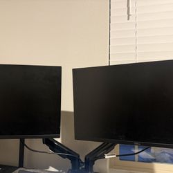 2 Dell 23 Inch Monitors On Dual Monitor Stand