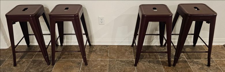 Set of 4 Metal Backless Counter Stools (24")