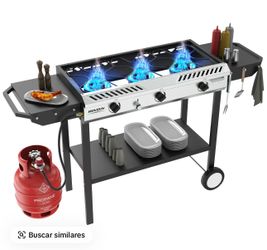 Parrilla con tres quemadores para el exterior