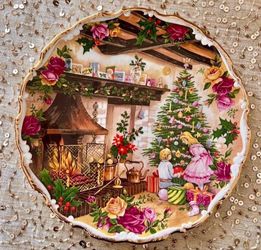 ROYAL ALBERT OLD COUNTRY ROSES CHRISTMAS JOY 1990 CHINA PLATE 
