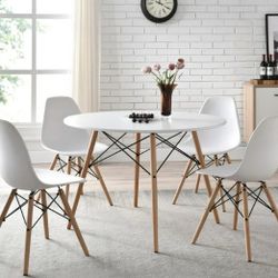 White And Wood 41" Round Dining Table, New!!