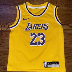 Lebron James #23 Yellow Lakers Jersey Kids Medium