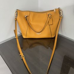 Coach Pebbled Leather Crossbody/Shoulder Bag - Mustard Yellow