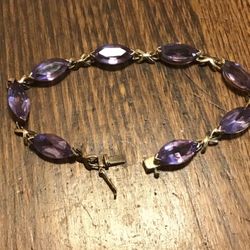 Vintage Amethyst 10 karat gold bracelet