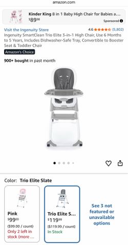 Ingenuity SmartClean Trio 3-in-1 Convertible High Chair