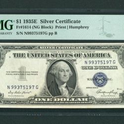 ((HIGH SERIAL #)) $1 1935 Silver Certificate Note ** PAPER CURRENCY (PMG - 55)