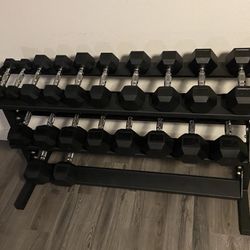 5-50lbs Dumbbells w/Rack 