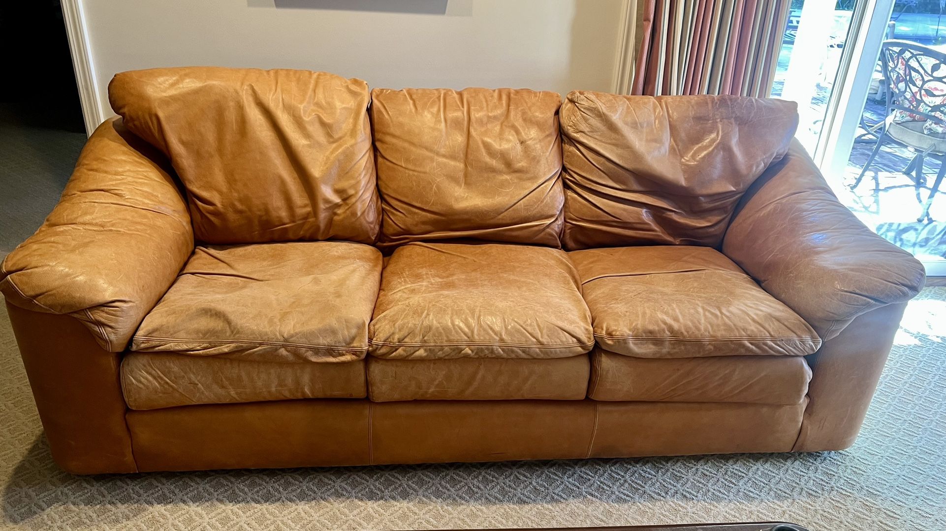 Leather Sofa + Chair + Ottoman (Must Pick Up)