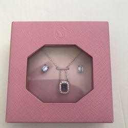 Swarovski Blue Millenia Earrings Necklace Mother’s Day Jewelry Gift Box Set 