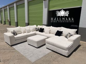 “Ivory Giant” Ultra-Oversized High-Quality Sectional + Ottoman
