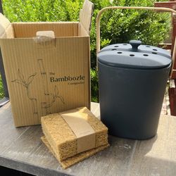 Graphite Bamboozle Countertop Compost Bin Kitchen 1 Gallon With Filters