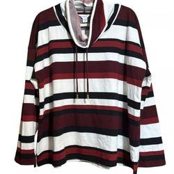 Liz Claiborne Sweatshirt Womens XXL Multicolor Stripe Cowl Neck Pullover Blouse