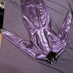 Purple Latex Dress High Collar