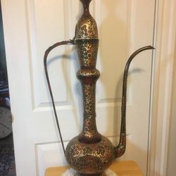 Boho Chic 32” tall brass Aftaba - decorative Teapot / Coffee Pot (b)