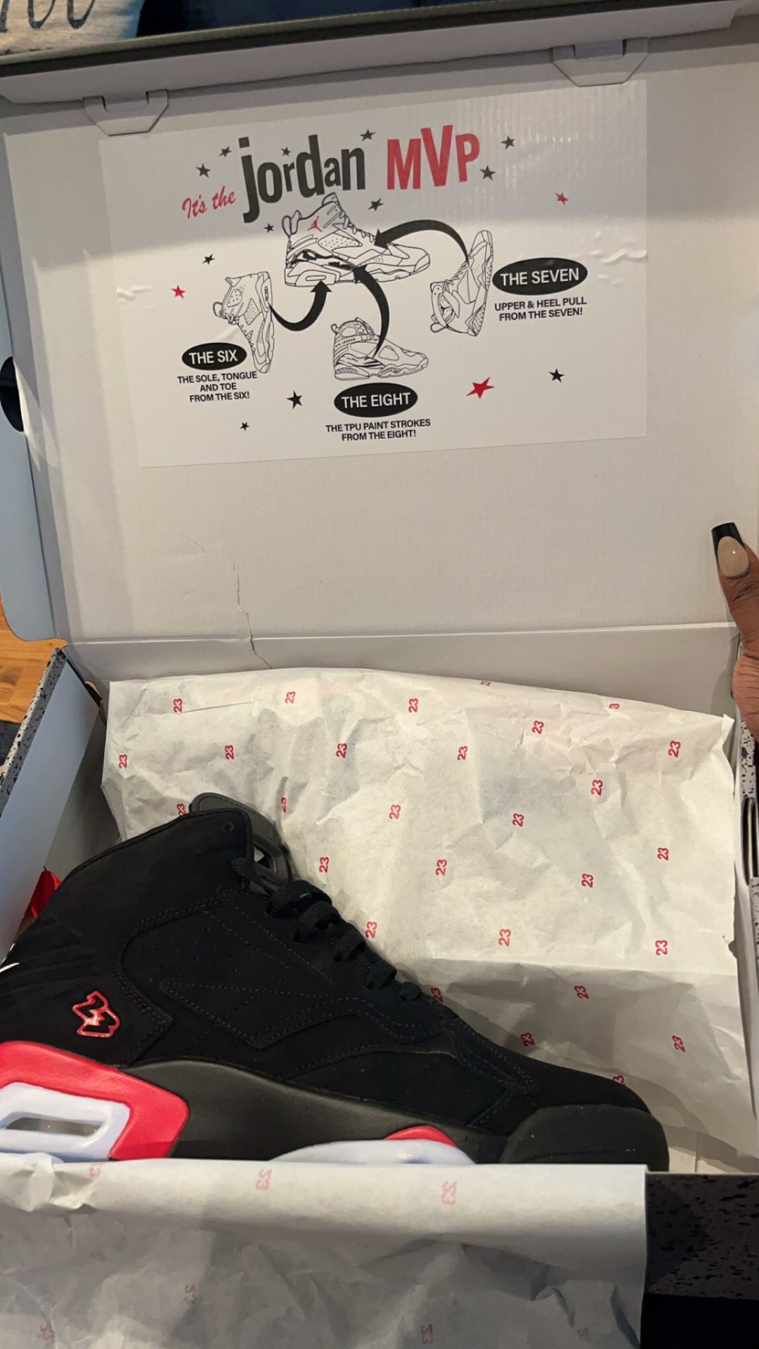 Black, White, And Red Size 12 MVP Jordans