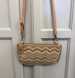Woven Chevron Crossbody Bag with Adjustable Strap