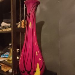 Vintage Italian Glass Floor Vase Xl