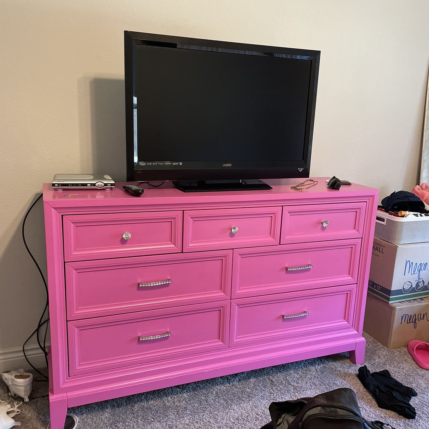 hot pink dresser for sale SOLD! Dresser| Console| Hot Pink| Tv Credenza| Wood Furniture| Painted|  Lacquer