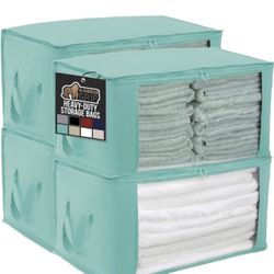 Gorilla Grip Large Capacity 4 Pack Clothes Storage Bag Organizer 90L, Reinforced Handles, Thick Fabric for Blankets Bedding Clothing, Foldable Zipper 