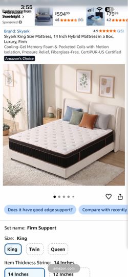 14 inch king size hybrid mattress