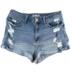 Rewash Los Angeles Distressed Denim Shorts Light Blue Y2K Skater Bohemian