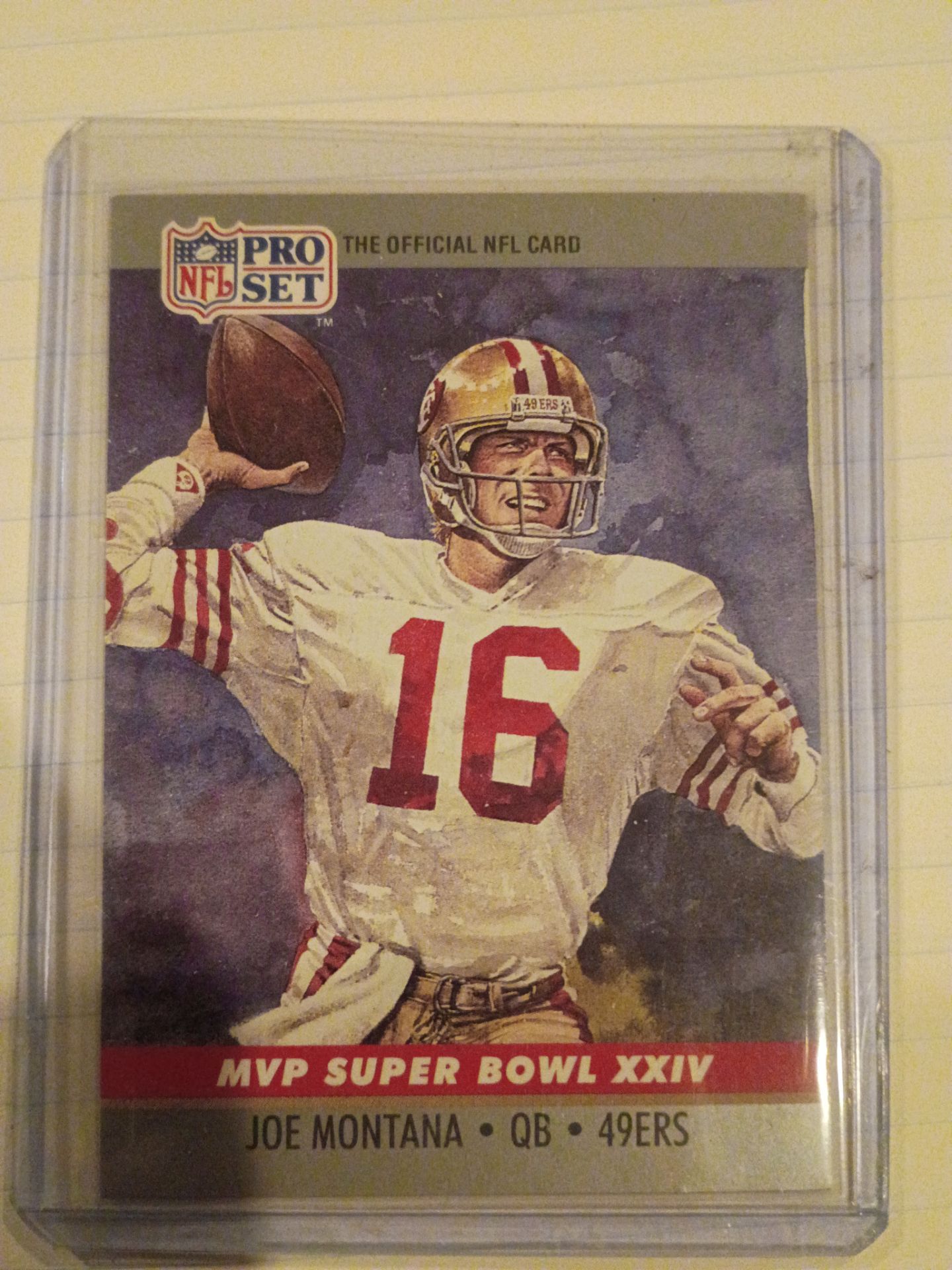 Joe Montana Original 1990 PRO SET OFFICIAL Sports Trading Card Ungraded Raw Mint Plus- Perfect Condition Comes In Top Loader w/ Penny Sleeve!