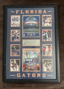 Framed 24”x34” UF Gators Memorabilia
