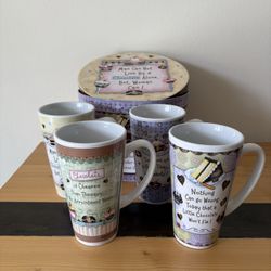 Vintage set of four Stoneware Gift Mugs from the "Sweets Collection”