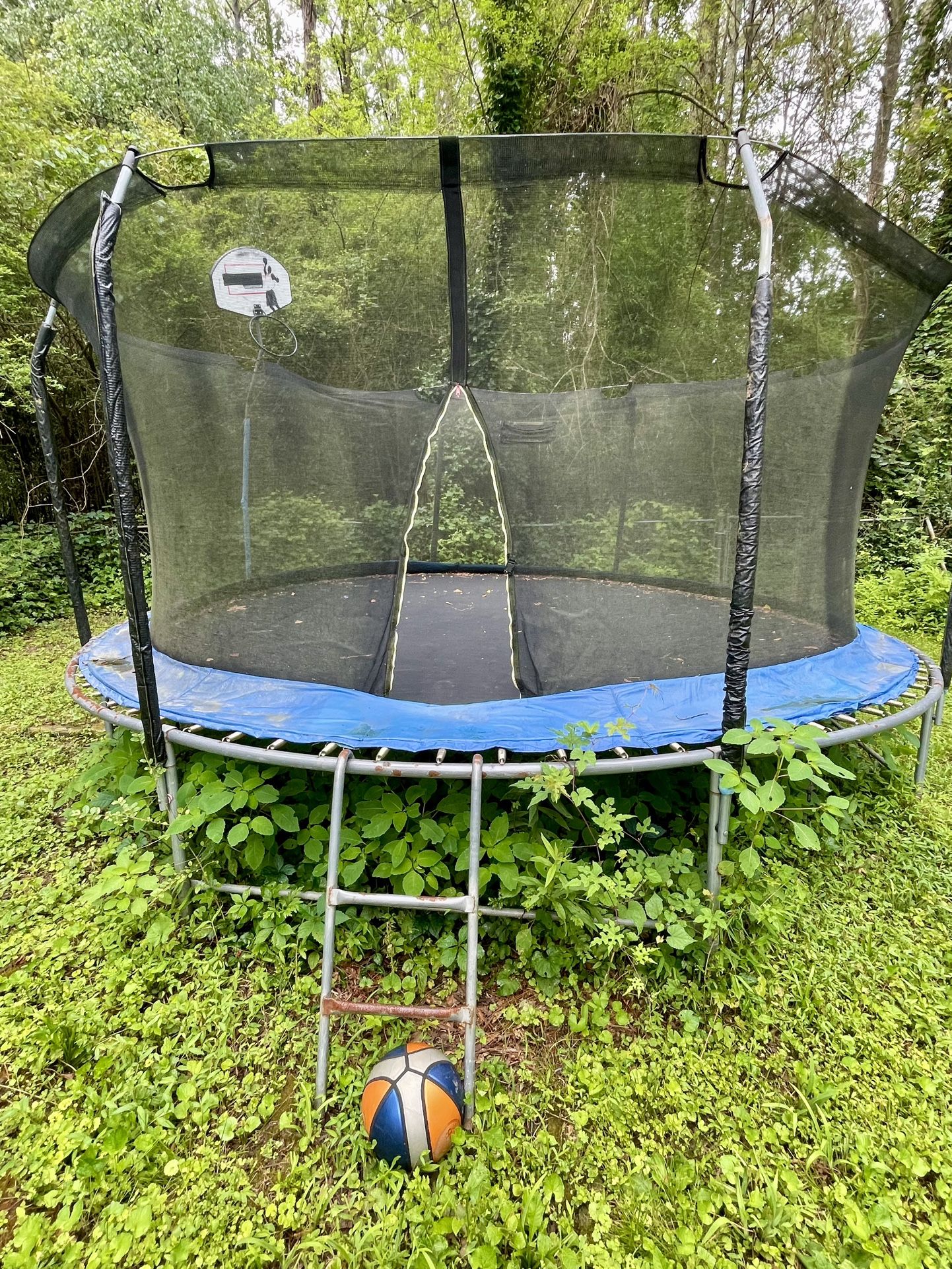 FREE Trampoline with Safety Net and Basketball Hoop