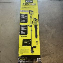RYOBI 40V HP Brushless 650 CFM 160 MPH Cordless Leaf Blower and Carbon Fiber String Trimmer Kit 